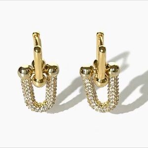 Stunning 14kt gold plated link earrings with Swarovski elements